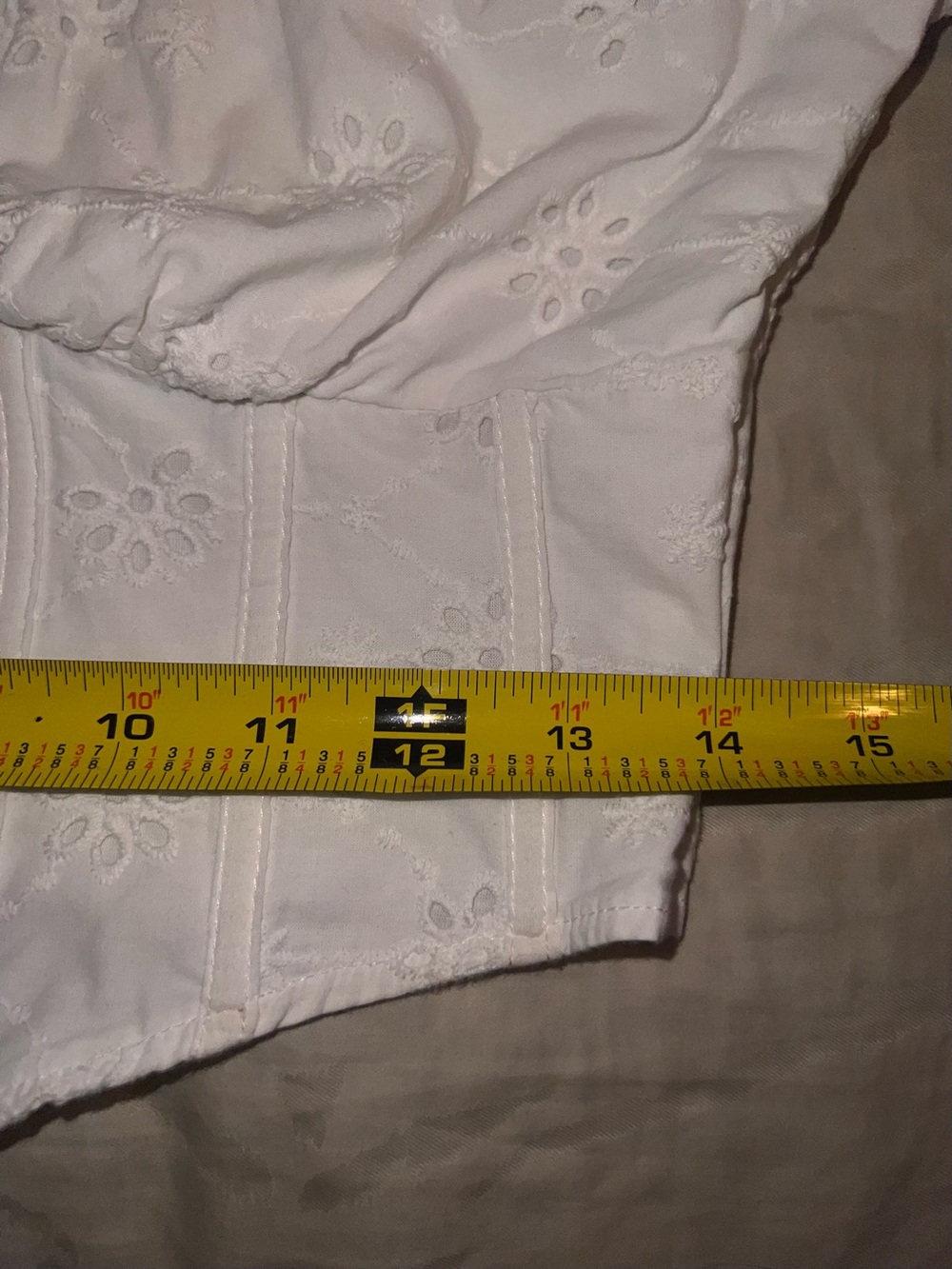 Forever 21 White Eyelet Embroidered Corset Crop Top Fairy Angel Romantic Y2K - Picture 8 of 8
